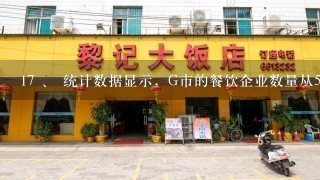 17 、 统计数据显示，G市的餐饮企业数量从5年前的20000个，逐年下降至今年的8000个，但是，该市餐饮企业的经营资...